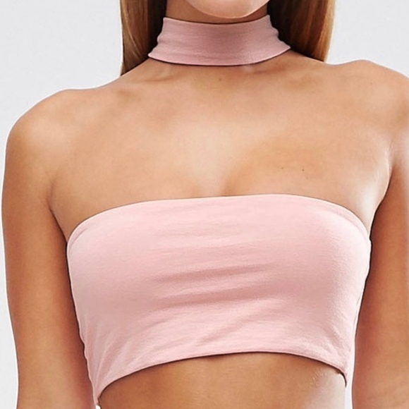 ASOS Petite Tops - Crop Bandeau with Choker Detail ASOS Petite Tops - Crop Bandeau with Choker Detail
